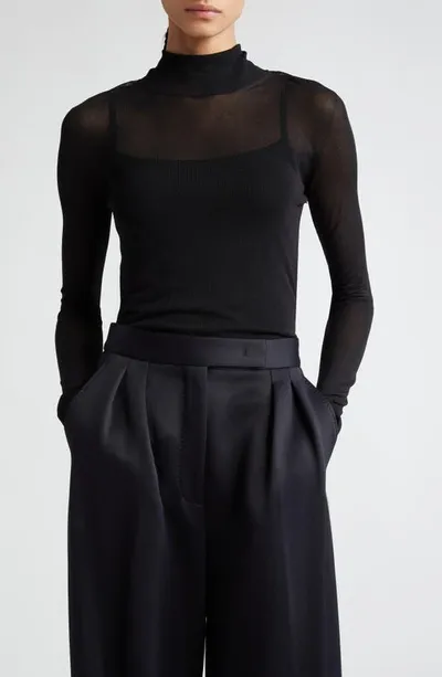 Max Mara Fatuo Semisheer Turtleneck Sweater In Black