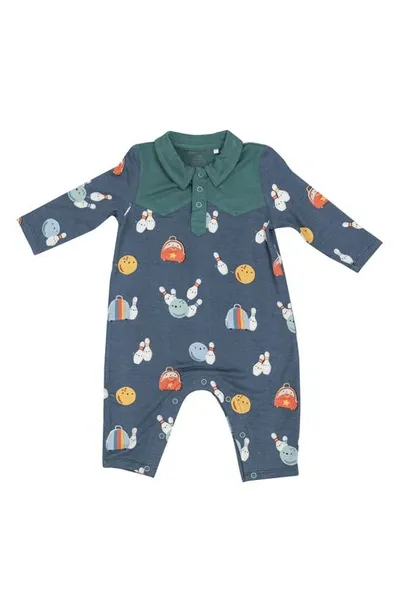 Angel Dear Babies' Bowling Print Romper In Navy