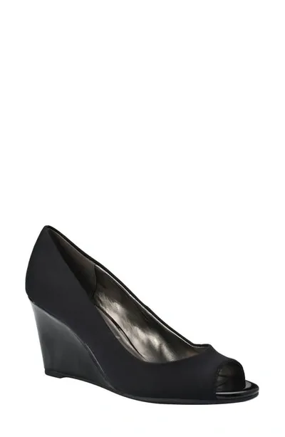 Bandolino Tuff Love Peep Toe Wedge Pump In Black