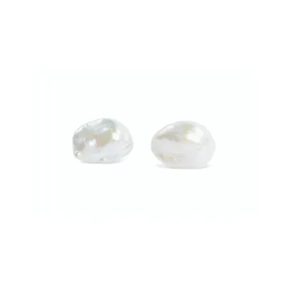 Olivia & Pearl Uat Keshi Stud Earrings White In O&p/kse/white/9ct