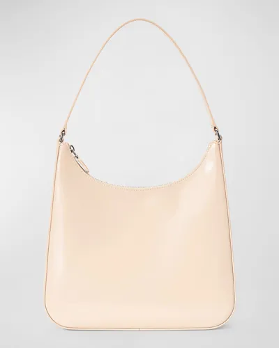 Staud Alec Zip Leather Shoulder Bag In White