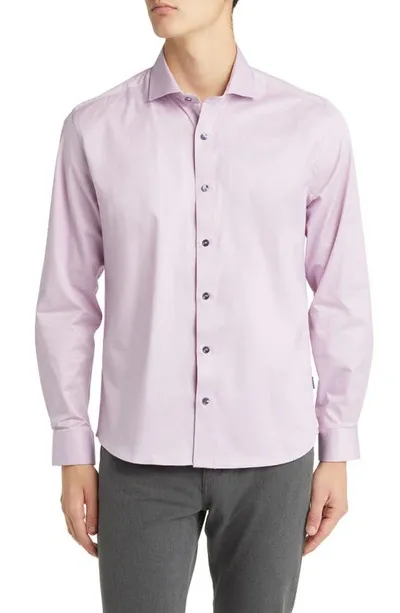 Stone Rose Drytouch® Performance Sateen Button-up Shirt In Lavender