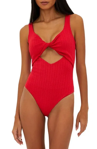 Beach Riot Tyler Texture One-piece Swimsuit In Merry Red