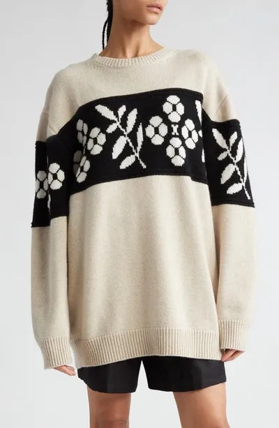 Max Mara Faggi Round Neck Wool Cashmere Sweater In Multi Cacha