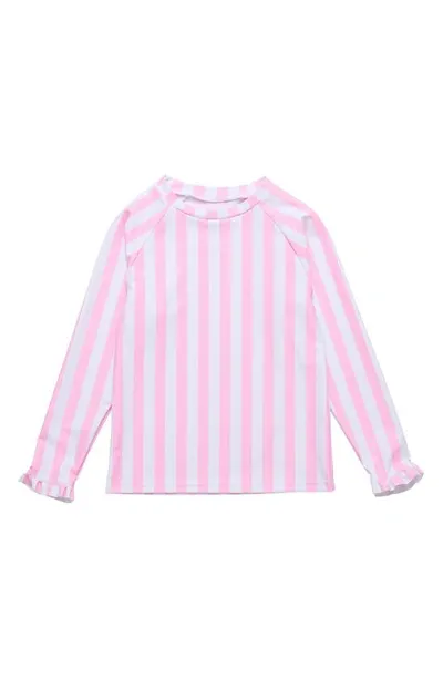 Snapper Rock Kids' Toddler, Child Girl Pink Stripe Ls Rash Top