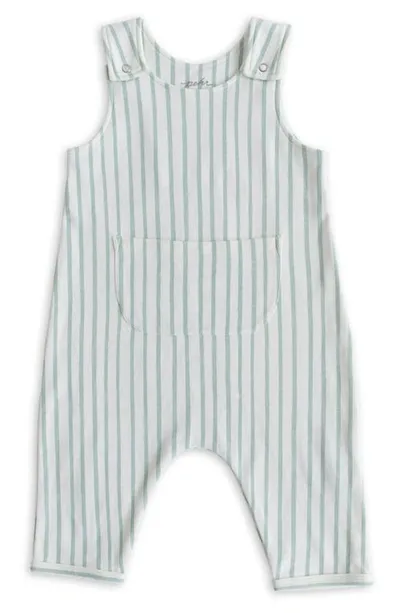 Pehr Babies' Stripe Organic Cotton Overalls In Sea