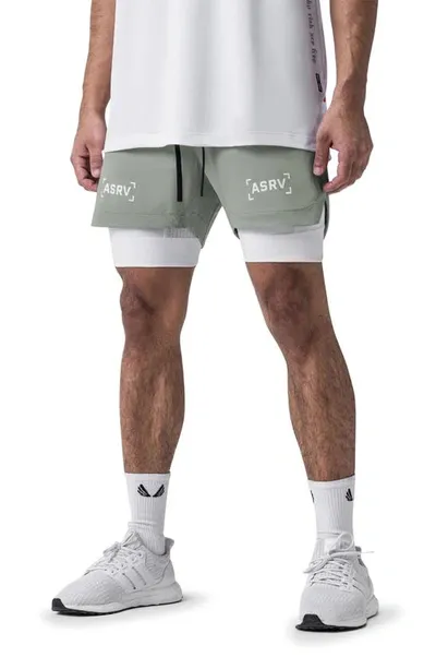 Asrv Tetra-lite™ 5-inch 2-in-1 Lined Shorts In Sage Bracket/white