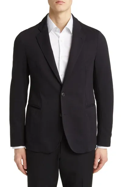 Emporio Armani Rice Stitch Sport Coat In Solid Black