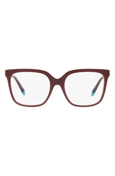 Tiffany & Co 52mm Square Reading Glasses In Burgundy