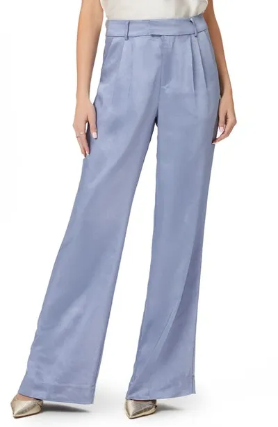 Paige Elyana High Waist Satin Trousers In Iced Slate