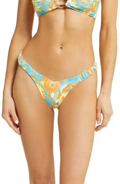 Kulani Kinis Floral Retro Y Thong Bikini Bottoms In Miami Moon