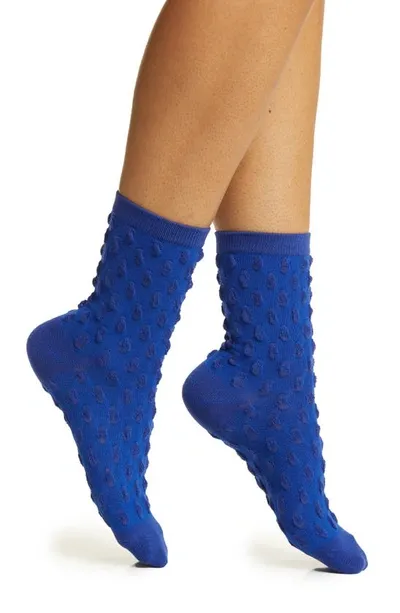 High Heel Jungle Dot Texture Crew Socks In Indigo