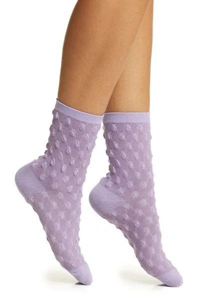 High Heel Jungle Dot Textured Crew Socks In Purple