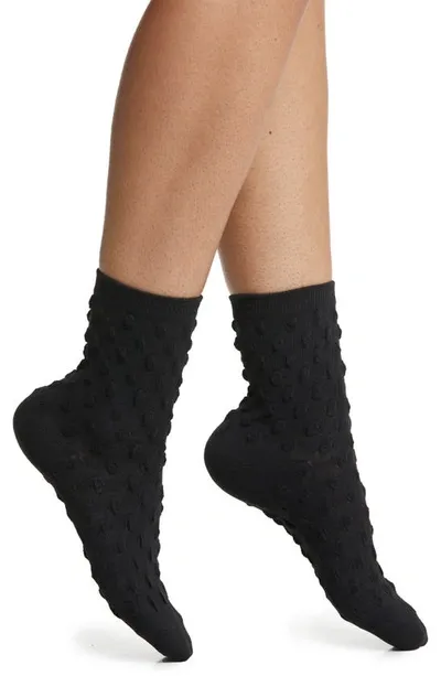 High Heel Jungle Dot Texture Crew Socks In Black