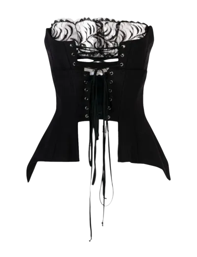 Manurí Corset-style Panelled-lace Top In Black