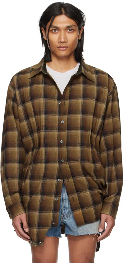 Maison Margiela X Pendleton Asymmetric Plaid Wool Shirt In Brown