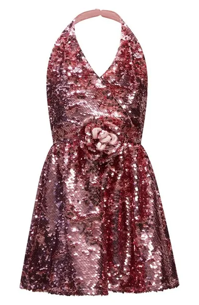 Bardot Junior Kids' Azalea Sequin Halter Party Dress In Lili Pink