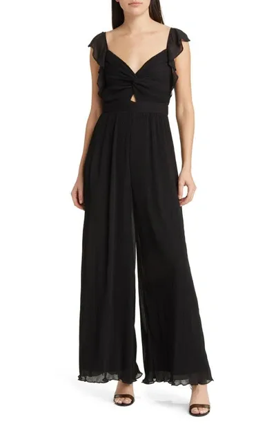 Floret Studios Golden Hour Wide Leg Jumpsuit In Black