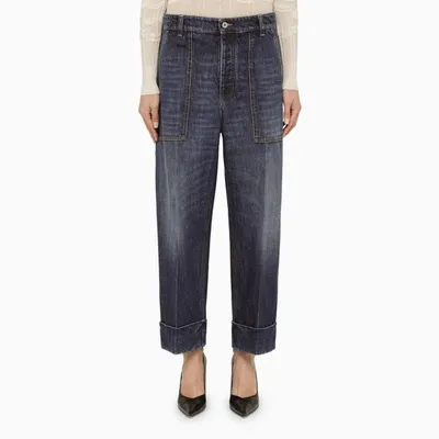 Bottega Veneta Medium Blue Jeans With Turn-ups