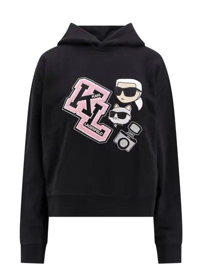 Karl Lagerfeld Ikonik Varsity Hoodie In Black