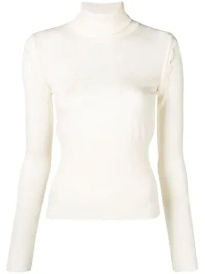 Chloé Rollkragenpullover Mit Gewellten Details In White