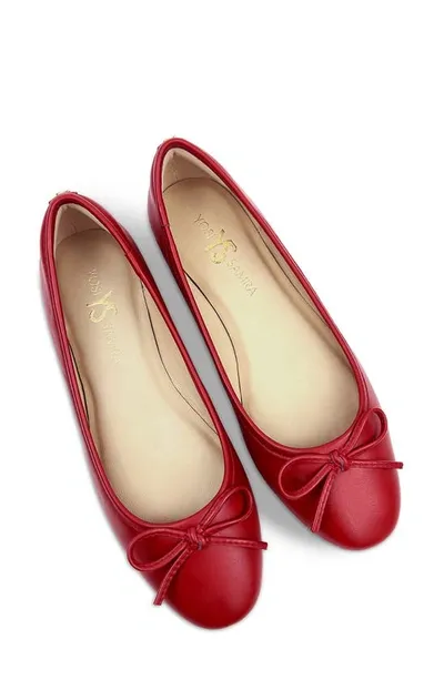 Yosi Samra Sadie Cap Toe Ballet Flat In Red Leather