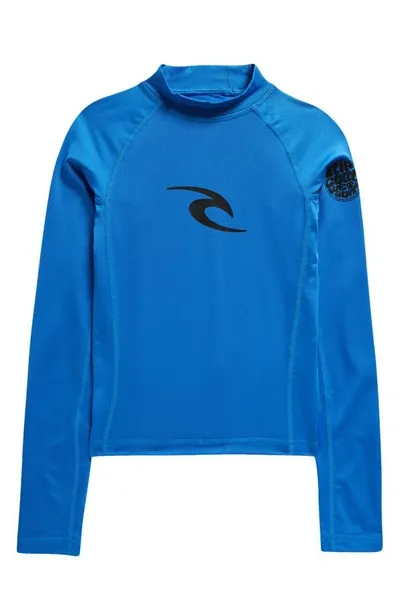 Rip Curl Kids' Brand Wave Graphic Long Sleeve Rashguard In Blue Gum