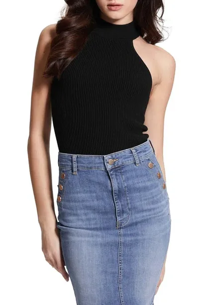 Guess Shayna Mock Neck Rib Sweater In Jet Black