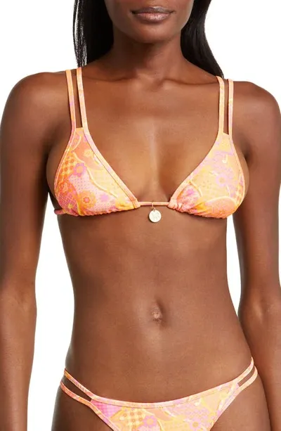 Kulani Kinis Strappy Triangle Bikini Top In Citrus Sunrise