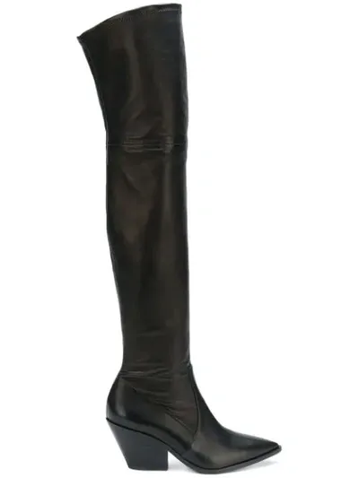 Casadei Block Heel Over-the-knee Boots In Black