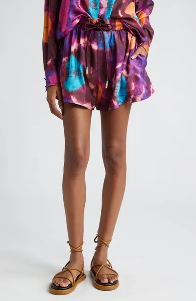 Zimmermann Acadian Tie Dye Silk Shorts In Multicolor