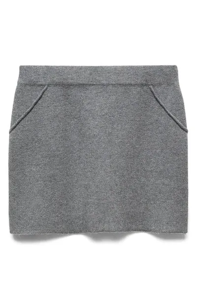 Mango Sweater Miniskirt In Dark Heather Grey