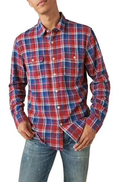 Lucky Brand Mesa Plaid Cotton Flannel Button-up Shirt In Indigo Multi