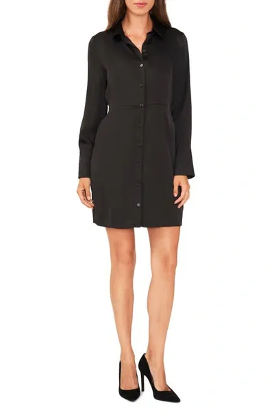 Halogen Long Sleeve Shirtdress In Rich Black