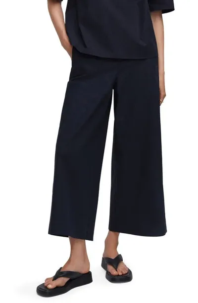 Mango Cotton Pull-on Culottes In Dark Navy