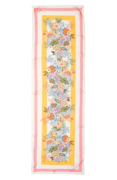 Etro Floral Print Silk Scarf In Print On White Base