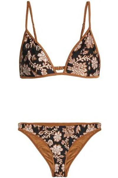 Zimmermann Printed Triangle Bikini In Bronze