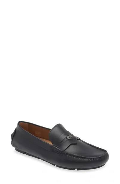 Versace Penny Driving Loafer In Black  Gold