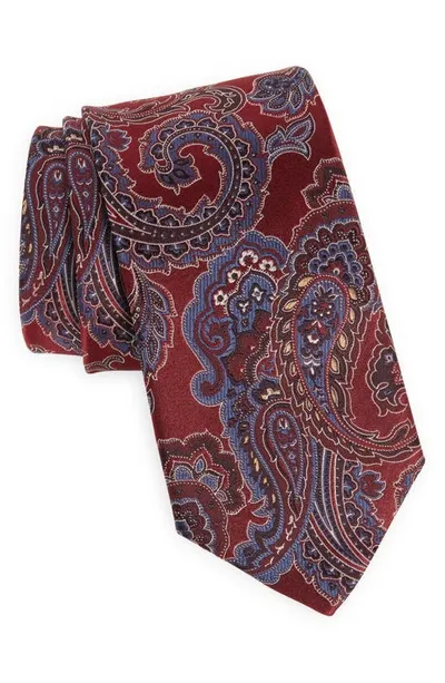 Eton Silk Paisley Tie In Pink/red