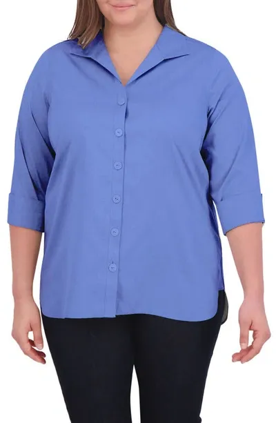 Foxcroft Pandora Non-iron Tunic Shirt In Cornflower