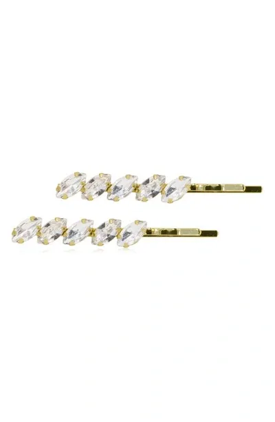 Brides And Hairpins Payton Set Of 2 Crystal Hair Clips In Gold