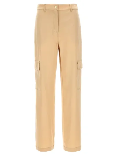 Michael Kors Satin Cargo Pants In Beige