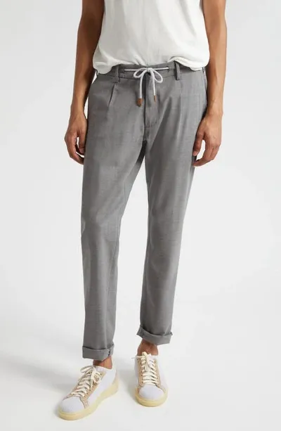 Eleventy Drawstring Waist Stretch Virgin Wool Pants In Grey