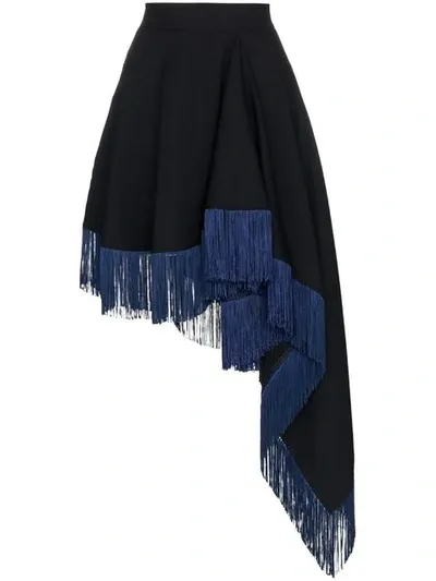 Calvin Klein 205w39nyc Asymmetric Fringe Skirt In Blue