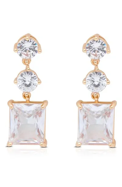 Ettika Cubic Zirconia Drop Earrings In Gold