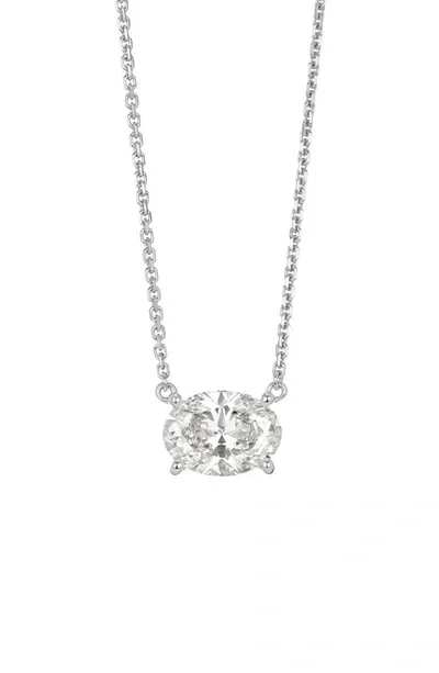 Lightbox 1-carat Lab Grown Diamond Oval Pendant Necklace In 14k White Gold