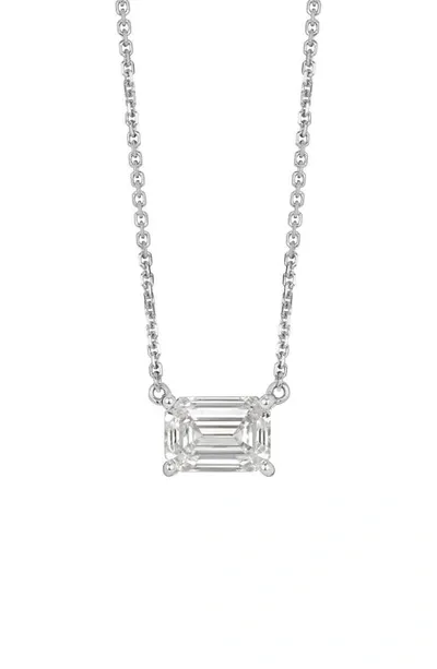 Lightbox 1-carat Lab Grown Diamond Emerald Cut Pendant Necklace In 14k White Gold