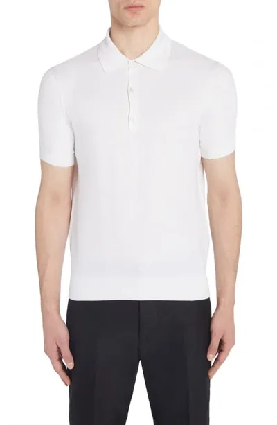 Tom Ford Honeycomb Knit Polo In White