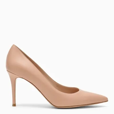 Gianvito Rossi Peach Leather Pumps In White