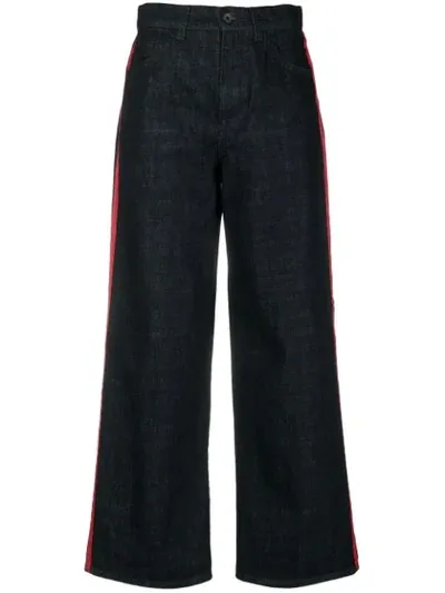 Marni Stripe Detail Wide Leg Jeans In Blue